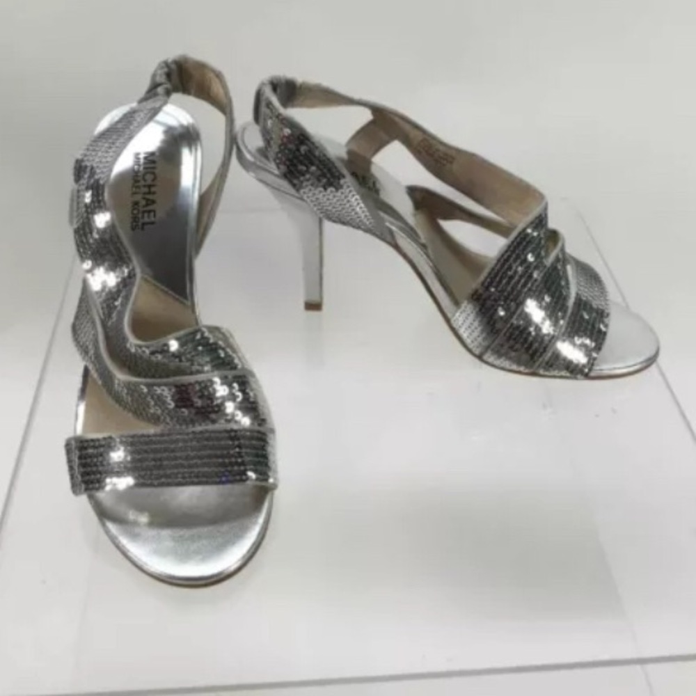 MICHAEL Michael Kors SilverSequins Accent Open Toe